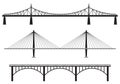 Bridge icon set. Different bridges silhouettes. Vector illustration